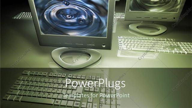  Presentation with ripples - Four computers turned on showing water ripples on their screens