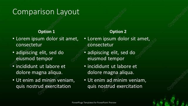 Comparison presentation slide layout