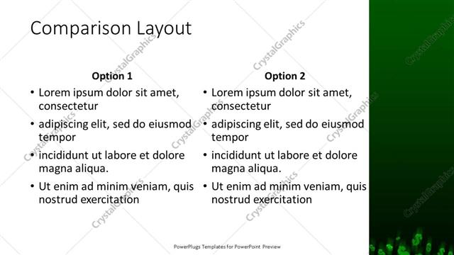 Comparison presentation slide layout
