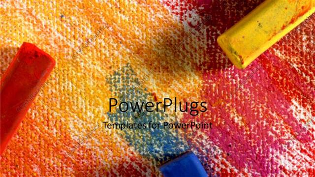  Presentation with colorful - Four different colored chalks on a colorful board surface