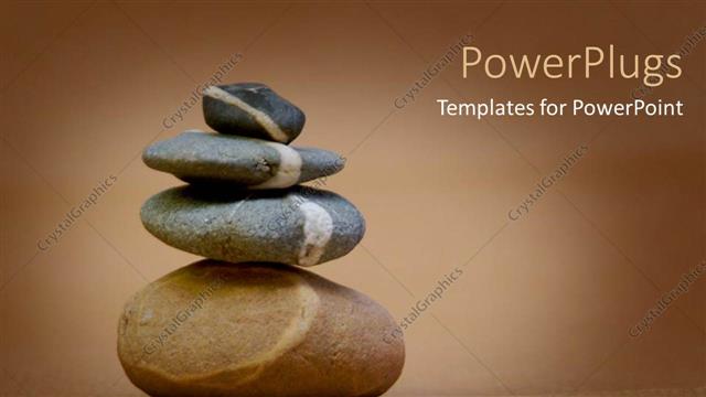 Presentation with different - Four different sizes of pebbles stacked on each other