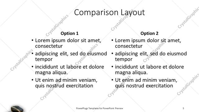 Comparison presentation slide layout