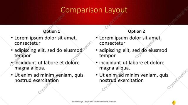Comparison presentation slide layout