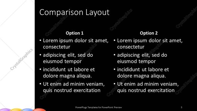 Comparison presentation slide layout