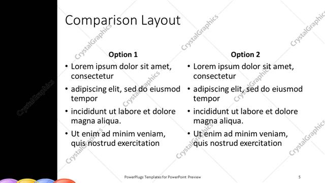 Comparison presentation slide layout