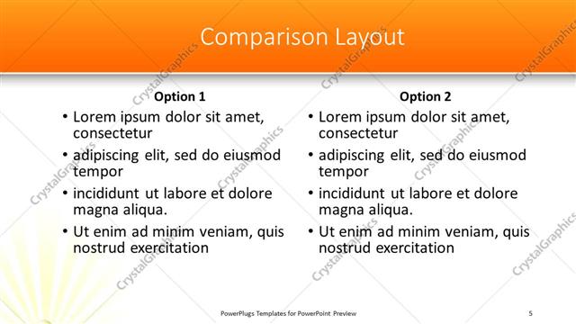 Comparison presentation slide layout
