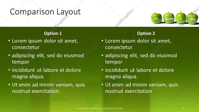 Comparison presentation slide layout