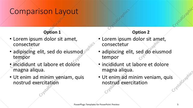 Comparison presentation slide layout