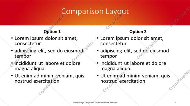 Comparison presentation slide layout