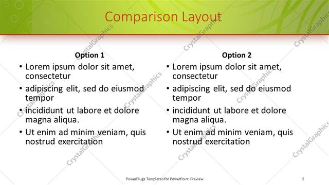 Comparison presentation slide layout