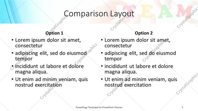 Comparison presentation slide layout