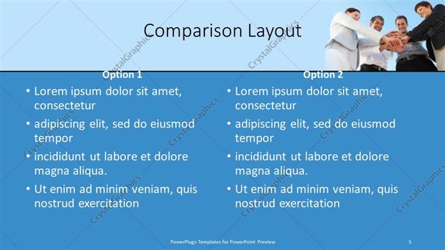 Comparison presentation slide layout