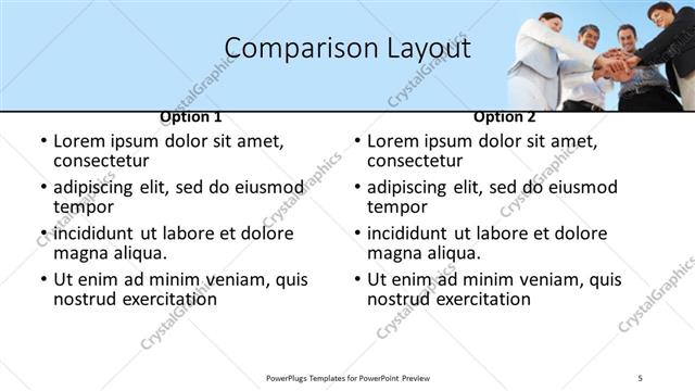 Comparison presentation slide layout