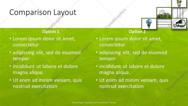Comparison presentation slide layout