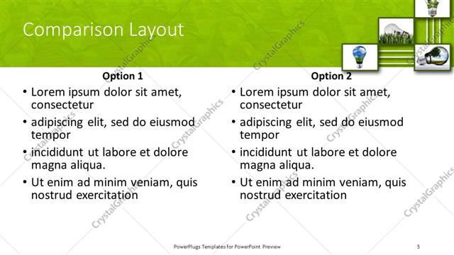 Comparison presentation slide layout