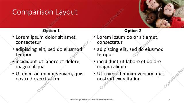 Comparison presentation slide layout