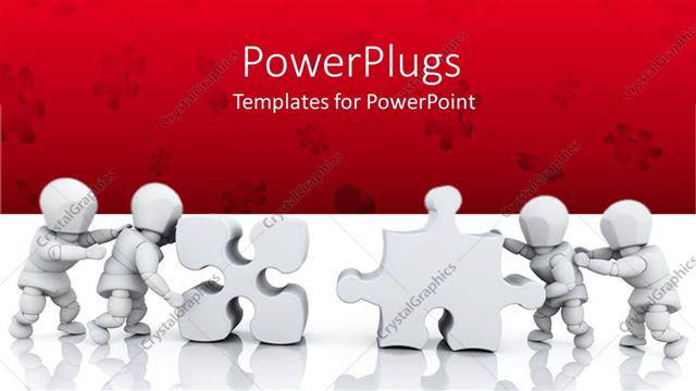  Presentation with red puzzle - Four men solving the puzzles over the red background