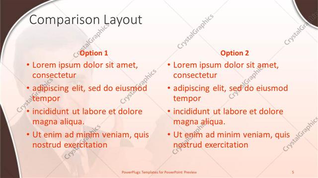 Comparison presentation slide layout