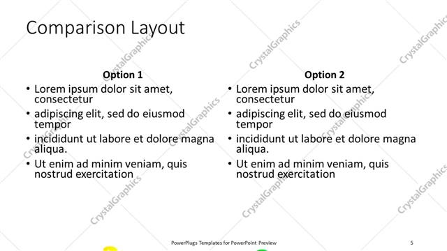 Comparison presentation slide layout