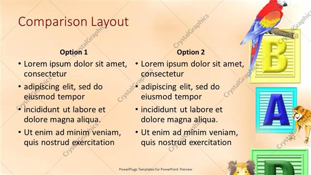 Comparison presentation slide layout
