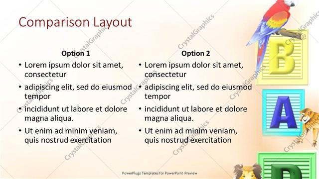Comparison presentation slide layout