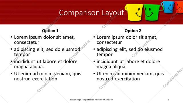 Comparison presentation slide layout