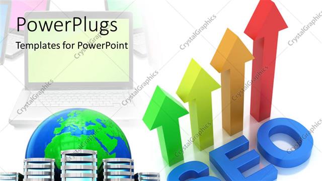  Presentation with arrows - Four multicolored 3D arrows with text which spell out the word