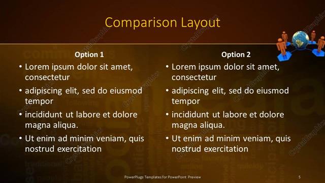 Comparison presentation slide layout