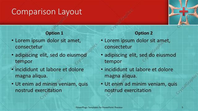 Comparison presentation slide layout