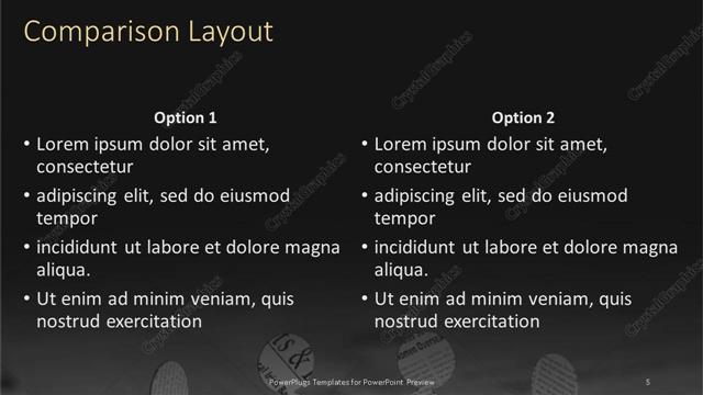 Comparison presentation slide layout
