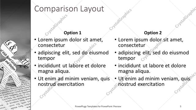 Comparison presentation slide layout