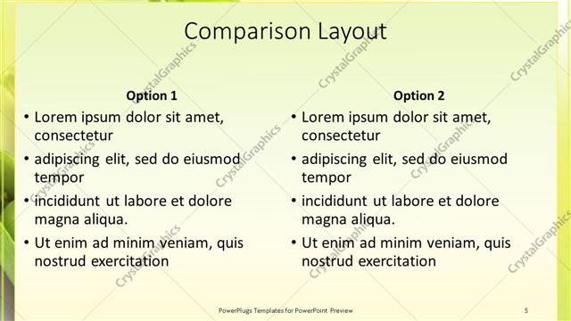 Comparison presentation slide layout