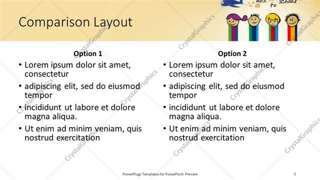 Comparison presentation slide layout