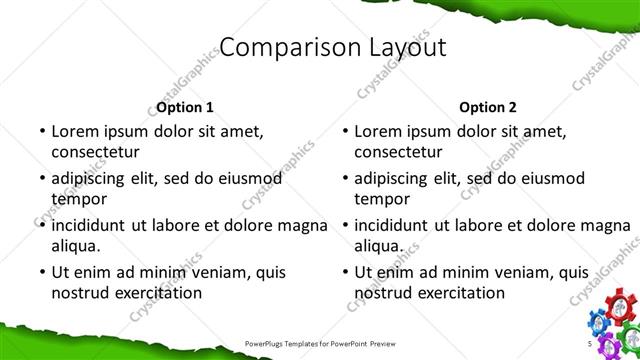 Comparison presentation slide layout