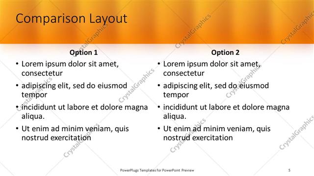 Comparison presentation slide layout
