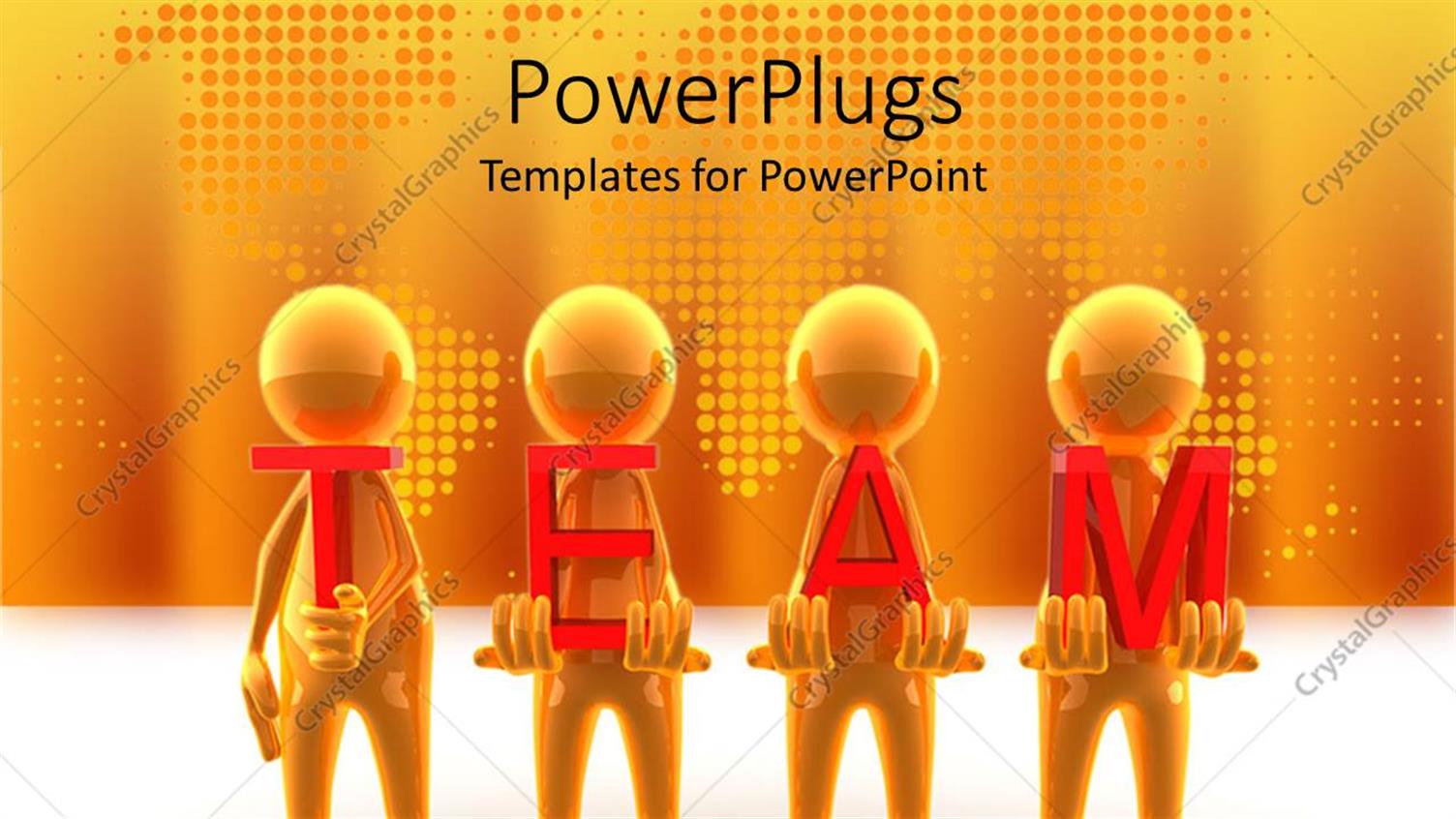 Featuring Four People Showing the Teamwork with Orange Background