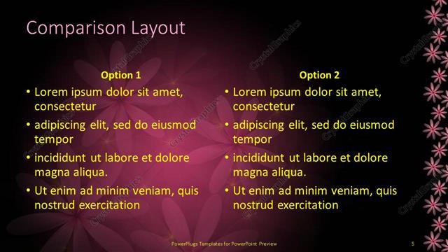 Comparison presentation slide layout
