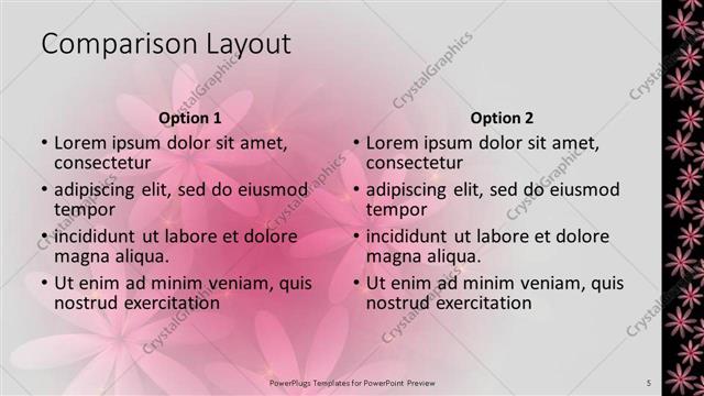 Comparison presentation slide layout