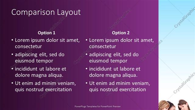 Comparison presentation slide layout