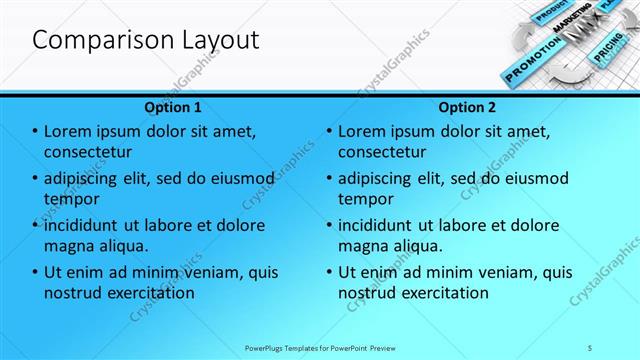 Comparison presentation slide layout
