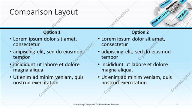 Comparison presentation slide layout