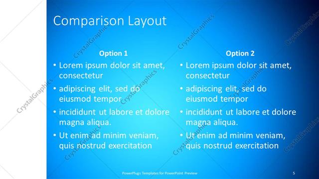 Comparison presentation slide layout