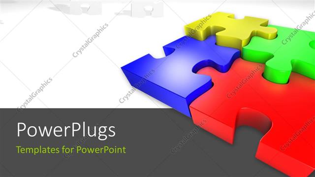  Presentation with together puzzle pieces - Four puzzle pieces combined together with grayish background