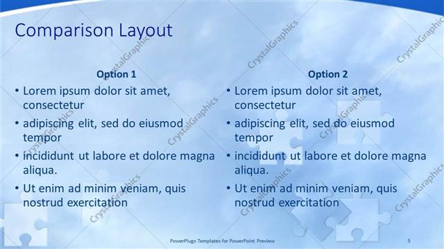 Comparison presentation slide layout