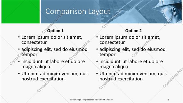 Comparison presentation slide layout