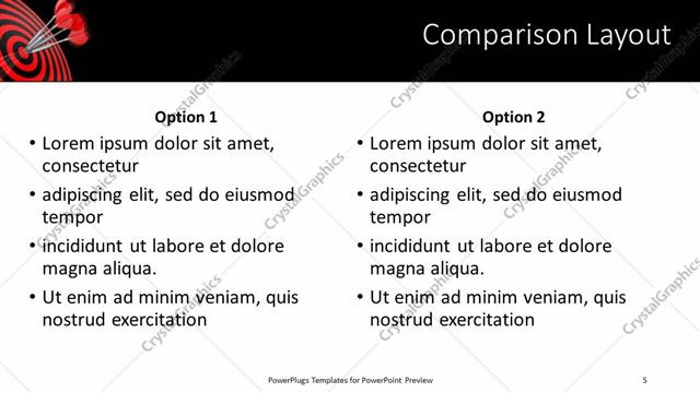 Comparison presentation slide layout