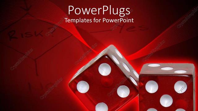  Presentation with flowchart - Four red dice in red background with flowchart written RISK?