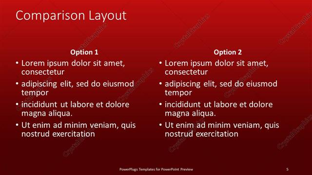 Comparison presentation slide layout