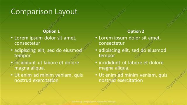 Comparison presentation slide layout
