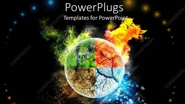  Presentation with four seasons - Four seasons of year depicted on globe surface with black background